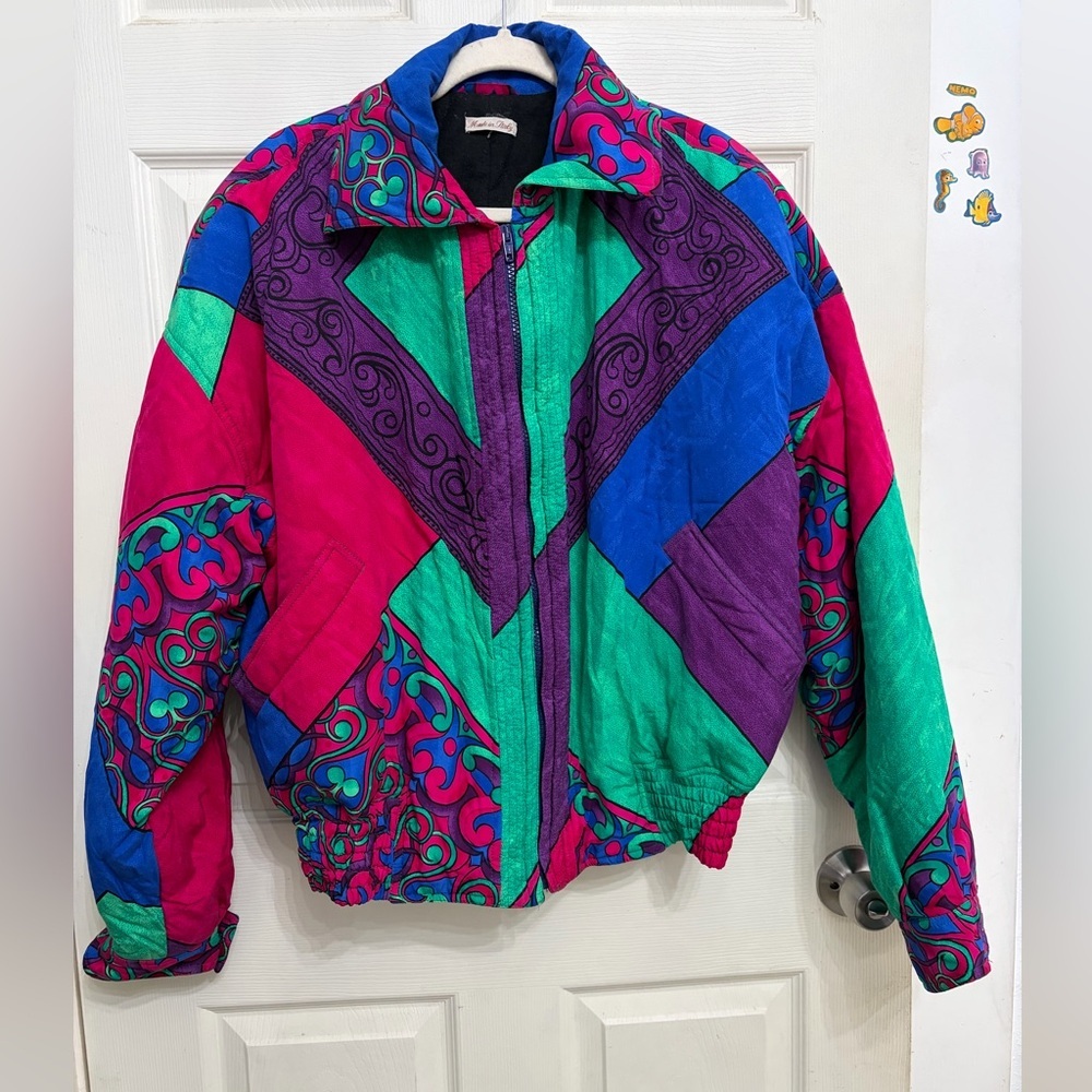 Versace Vintage jacket made in Italy. Authentic 90s jacket silk blend fabric
